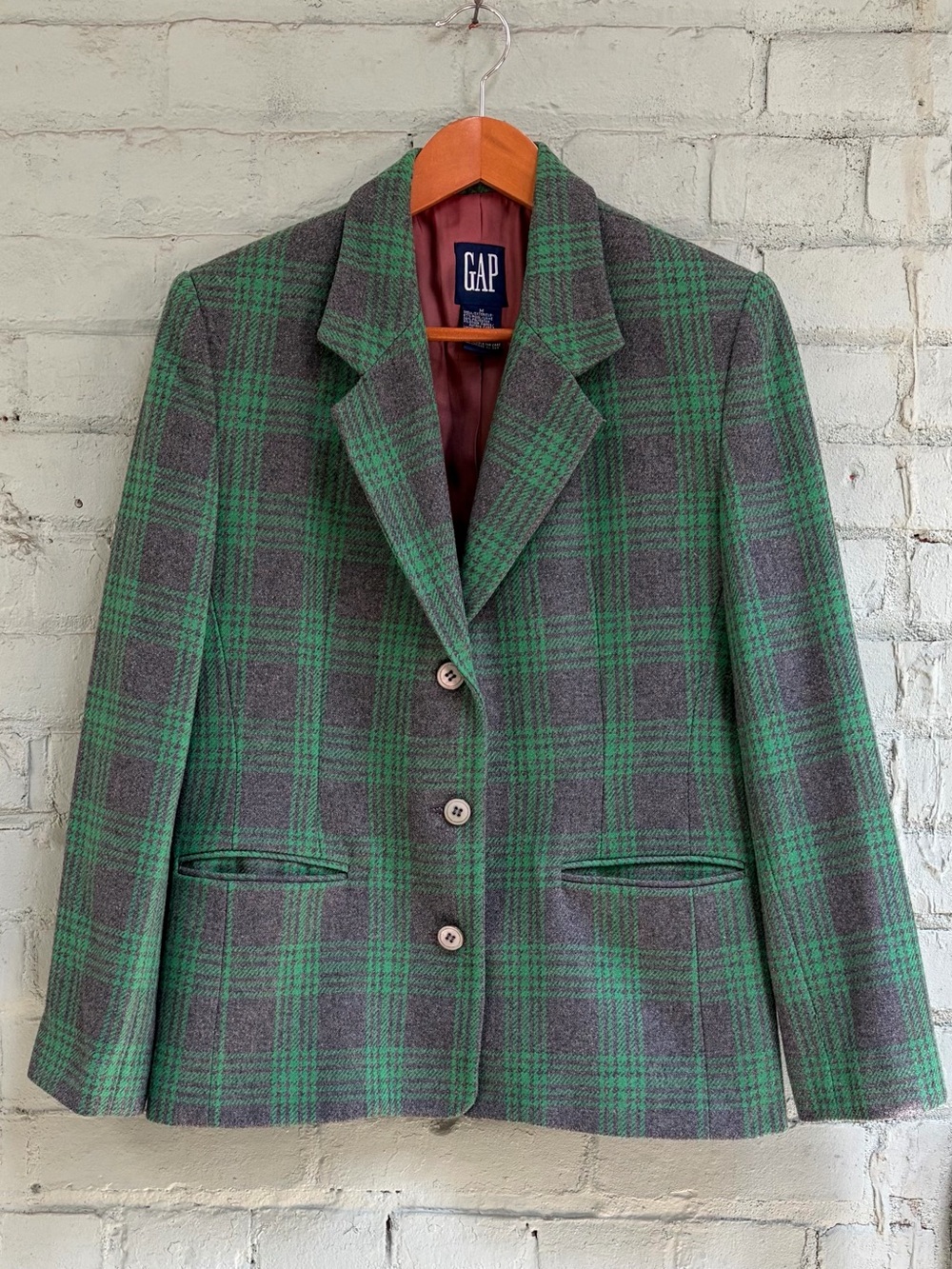 GAP Green and Gray Plaid Women's Blazer